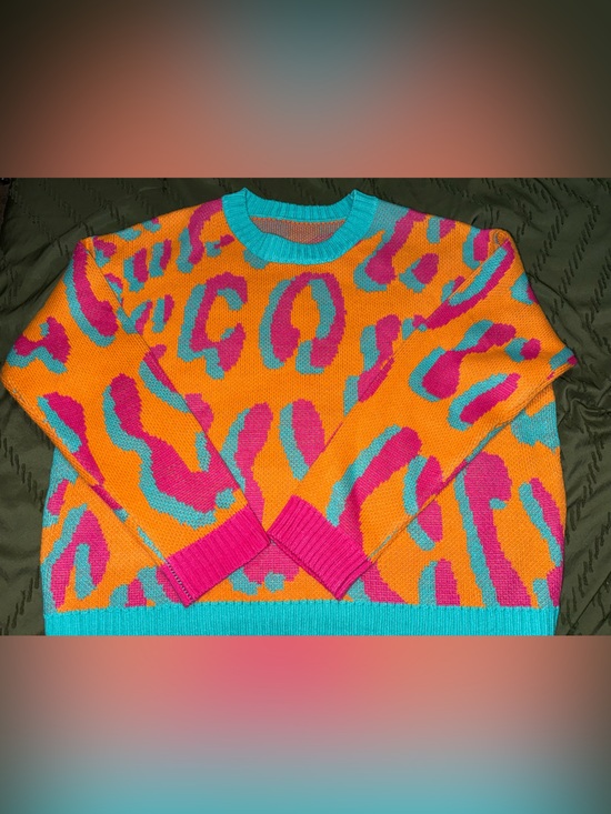 Sweaters - Orange Leopard Print Sweater